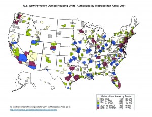 U.S. New Privately-Owned Housing Units Authorized by Metropolitan Area: 2011 Map