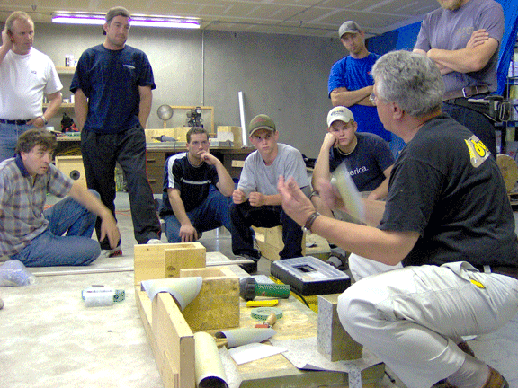 Duradek technical manager, Len Viegener conducting a Duradek training.
