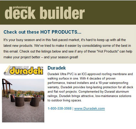 Duradek - A "Hot Product" in Professional Deck Builder