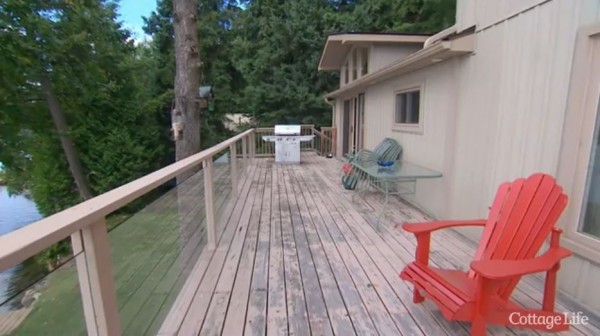 high-maintenance wood deck needing re-staining 