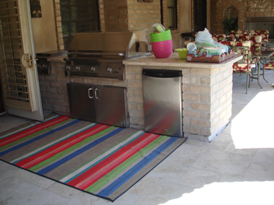 outdoor kitchen with tile deck and Tiledek