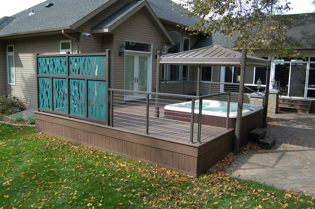 Cable Railing System with Custom Aluminum Privacy Screen