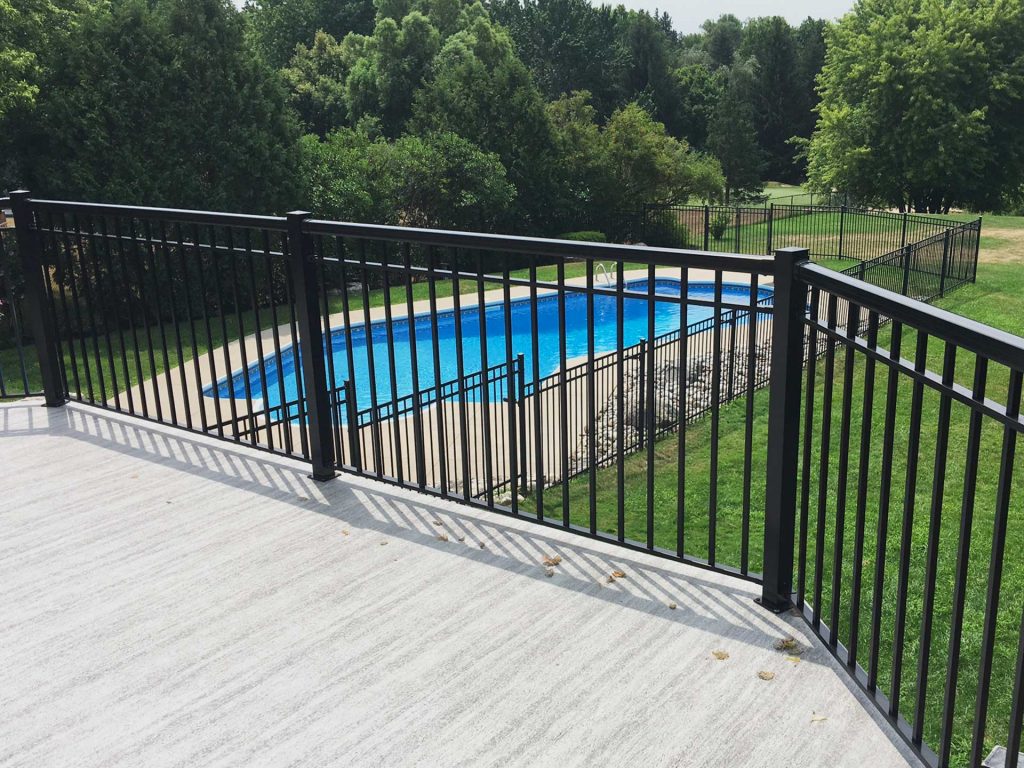 Black Picket Pool Fence and Deck Railing