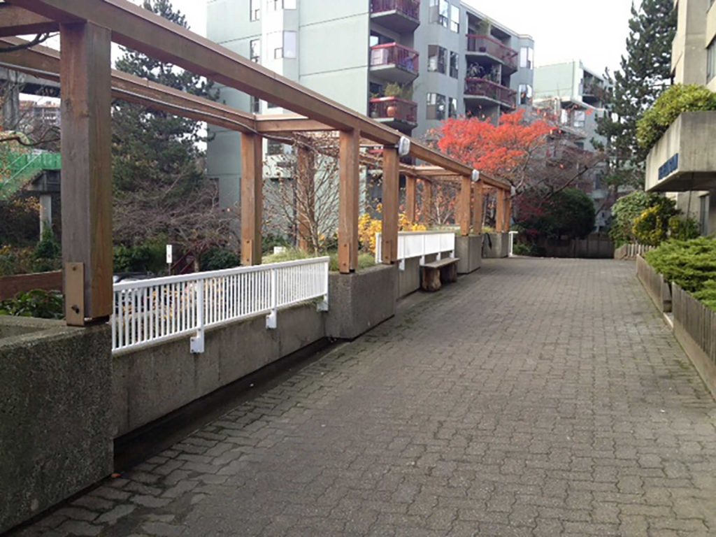 Walkway with White Aluminum Picket Guardrails