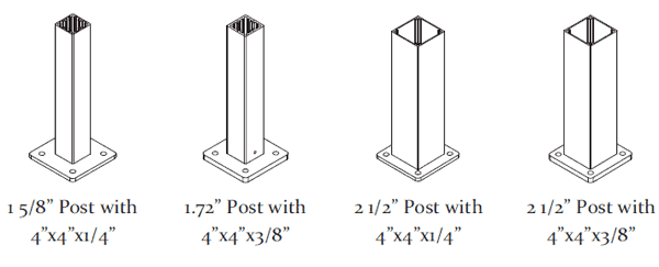Durarail standard picket railing surface mounted post options 