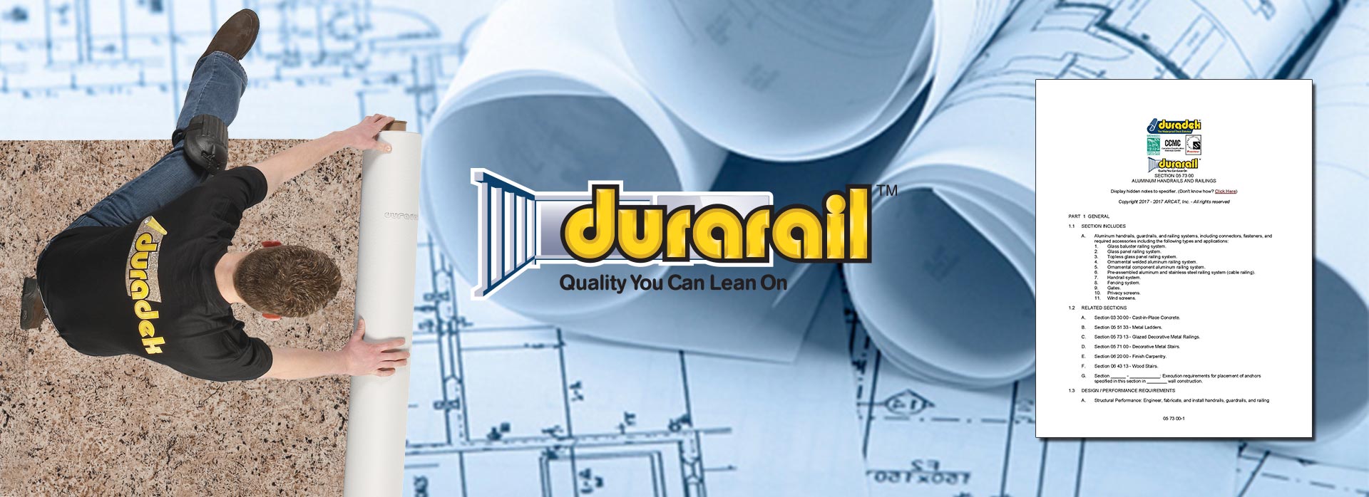 Header Image - 3 part specifications - Durarail Aluminum Railings