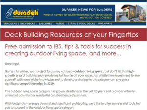 Duradek builders enews - sign up for Deck Building Resources at your Fingertips