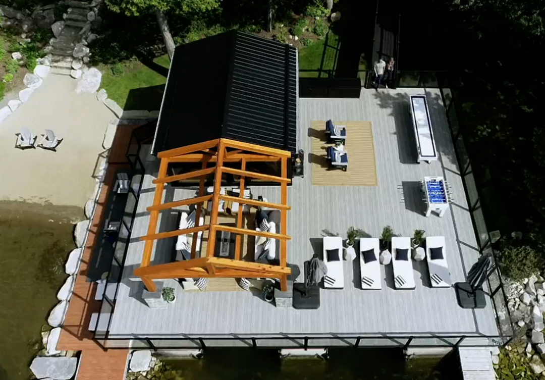 Boathouse roof deck renovation with Duradek final result