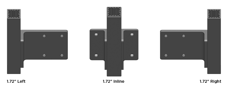 Left, inline and right 1.72" fascia mount cable railing posts.