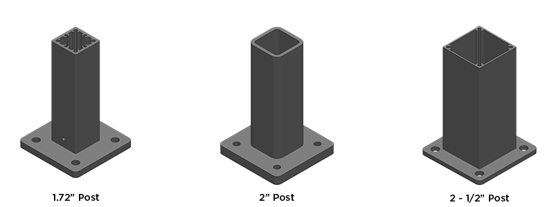 1.72", 2", and 2.5" surface mount cable railing posts