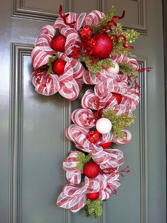 Candy Cane Wreath for Front Porch for Christmas