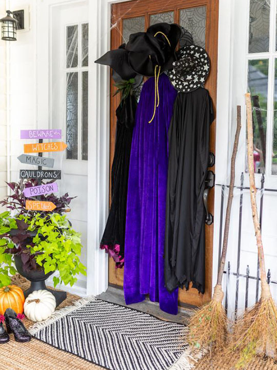 Front Porch Halloween Witches Door Display